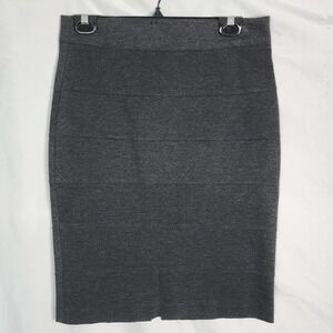 THALIAN Size 4 Charcoal Gray Rayon Blend Knit Knee Length Bandage Pencil Skirt